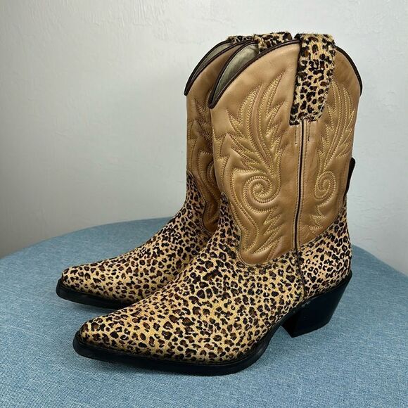 El. Padrino Animal Print Tan Leather Western Boots Size 9 M
